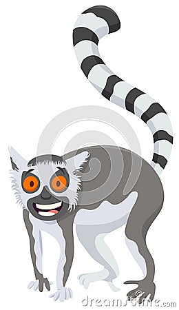 Funny lemur cartoon animal character Vector Illustration