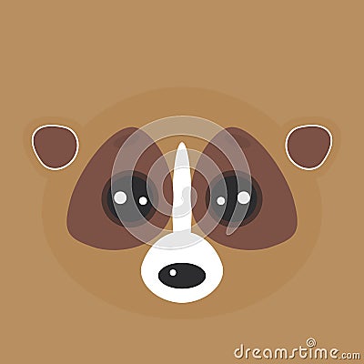 Funny lemur face on brown background. Vector Vector Illustration