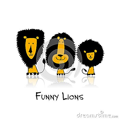 Funny lions, sketch for your design Vector Illustration