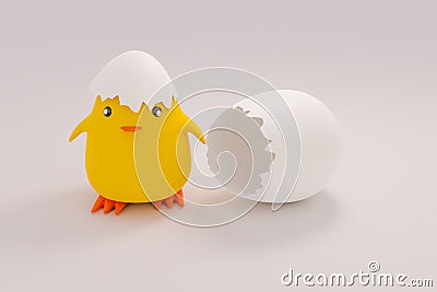 Funny little chicken new born, funny animal Cartoon Illustration