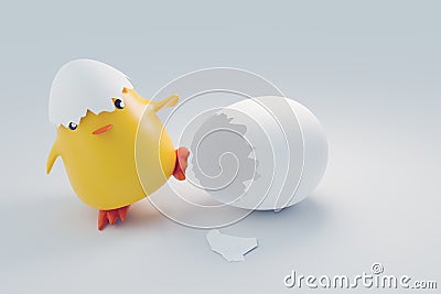 Funny little chicken new born, funny animal Cartoon Illustration