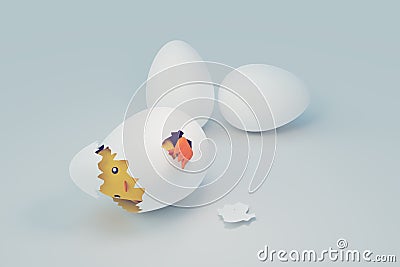 Funny little chicken new born, funny animal Cartoon Illustration