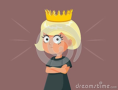 Entitled Toddler Girl Acting like a Despot Vector Cartoon Illustration Vector Illustration