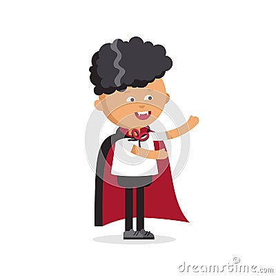 Funny little children in colorful costumes Dracula. Vector Illustration