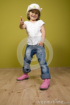 Funny little cowgirl Stock Photo