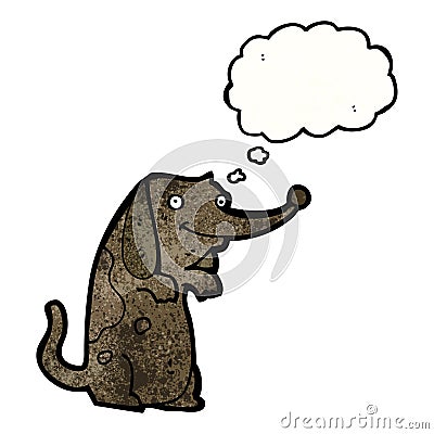 funny little dog with thought bubble Vector Illustration