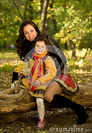 Funny little girl and mother Stock Photo