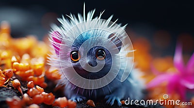 Hyper-realistic Sci-fi Nature Photography: Cute Blue Animals And Birds Stock Photo