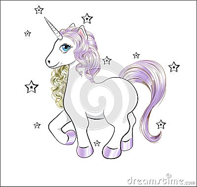 Unicorn Happy birthday card Vector Illustration