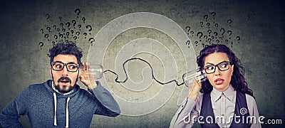 Man and woman having troubled communication Stock Photo