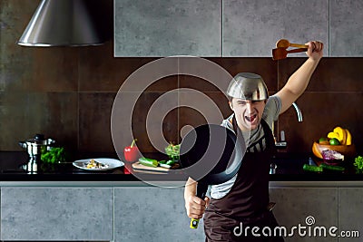 Loser bachelor on modern kitchen concept Stock Photo