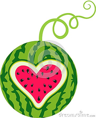 Funny love watermelon heart shaped Vector Illustration