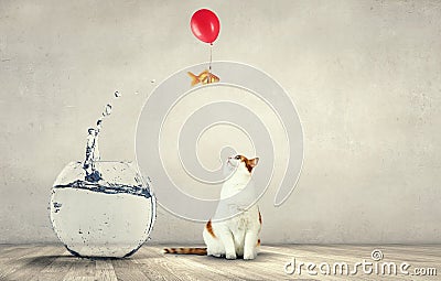 Funny lovely animals . Mixed media Stock Photo