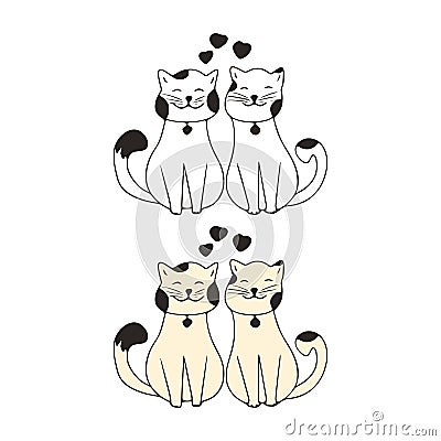 Funny lovers cats doodle icon. Cute pets vector art Vector Illustration