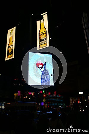 Funny M&M-Advertisement on a display at the famous time square at night Editorial Stock Photo