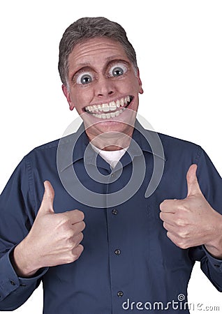 Funny Man With Big Happy Smile on Face Stock Photo