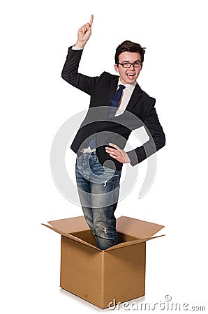 Funny man with boxes Stock Photo