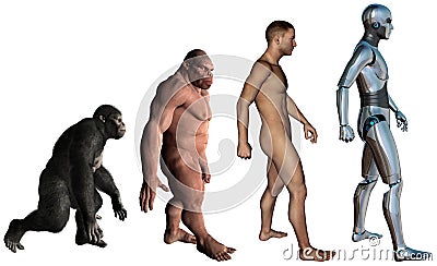 Funny Man Evolution Illustration Isolated Cartoon Illustration