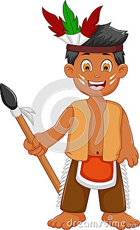 Funny man indian tribal cartoon posing Stock Photo