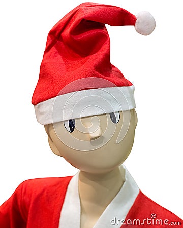 Funny mannequin in a Christmas hat Stock Photo