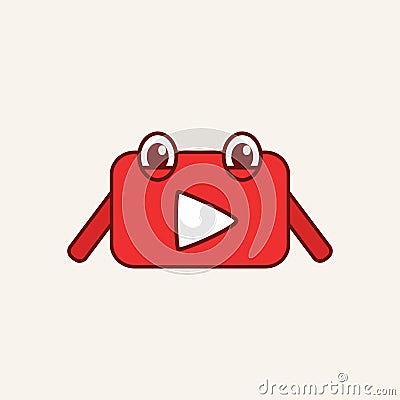 Funny Mascot Youtube Channel in Red and White Vector Illustration