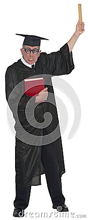 Funny Mean Angry School Teacher College Professor Pointing Isolated Stock Photo