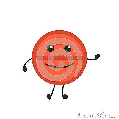 Funny medicine pills character happiness. Humor medical emoticons pills cheerful. Cartoon work emoji character health care Vector Illustration