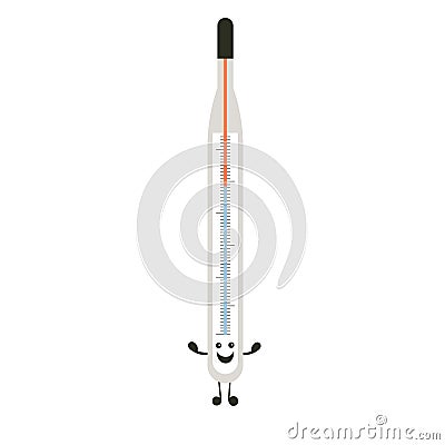 Funny medicine thermometer character happiness. Humor medical emoticons thermometer cheerful. Cartoon work emoji character health Vector Illustration