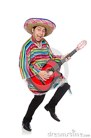 Funny mexican with guitar Stock Photo