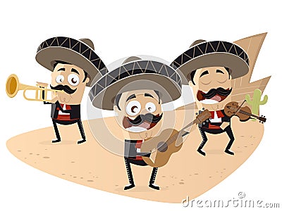 Funny mexican mariachi band Vector Illustration