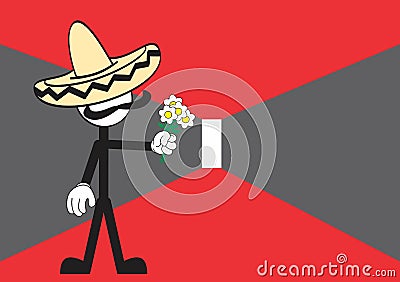 Funny mexican mariachi pictogram cartoon background Vector Illustration