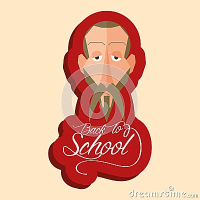 Funny Miguel De Cervantes Cartoon Portrait Vector Illustration