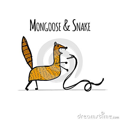 Funny mongoose, sketch for your design Vector Illustration