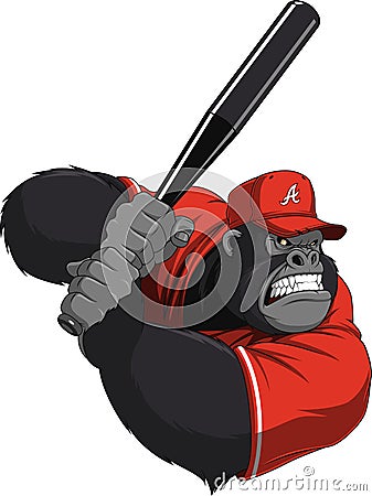 Funny monkey ballplayer Vector Illustration