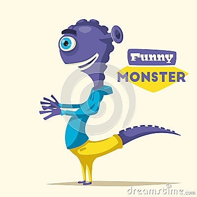 Funny monster. Cartoon vector illustration. Vector Illustration