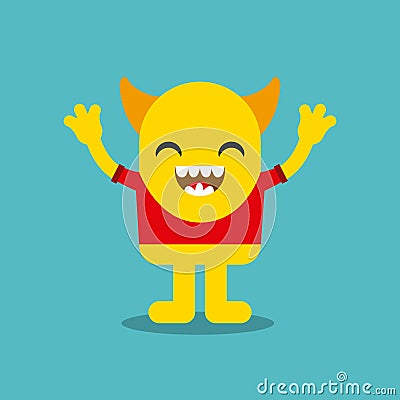 Funny monster character icon Vector Illustration