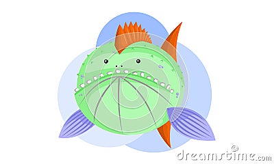 Funny monster fish Vector Illustration