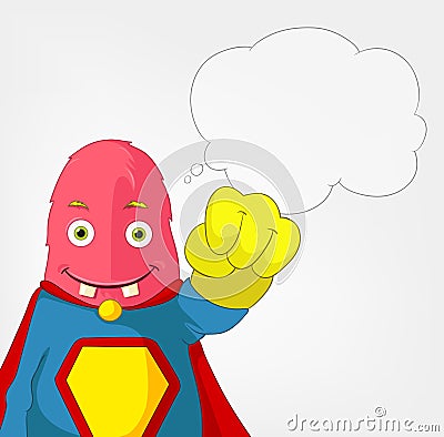 Funny Monster. Super hero. Vector Illustration