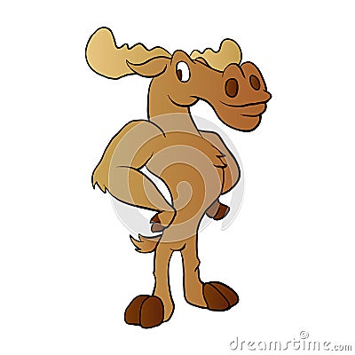 Funny moose cartoon Vector Illustration