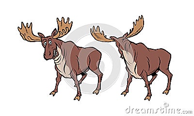 Funny moose with funny reaction Vector Illustration