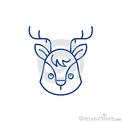 Funny moose line icon concept. Funny moose flat vector symbol, sign, outline illustration. Vector Illustration