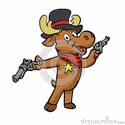 Funny moose sheriff Vector Illustration