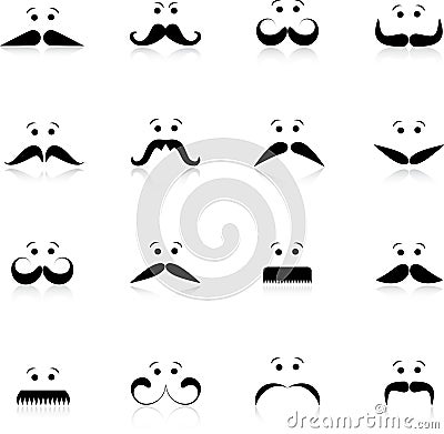 Funny moustache faces Vector Illustration