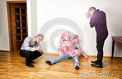 Funny murder scene Stock Photo