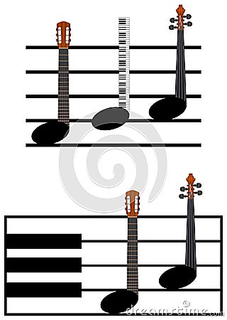 Funny music notes Stock Photo