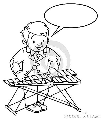 Funny musician or xylophone player. Vector Illustration