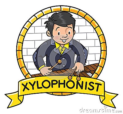 Funny musician or xylophone player Cartoon Illustration