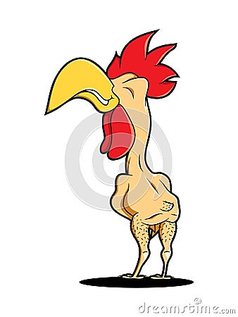 Funny naked rooster cock chicken logo food farm industry restaurant mascot fast food Vector Illustration