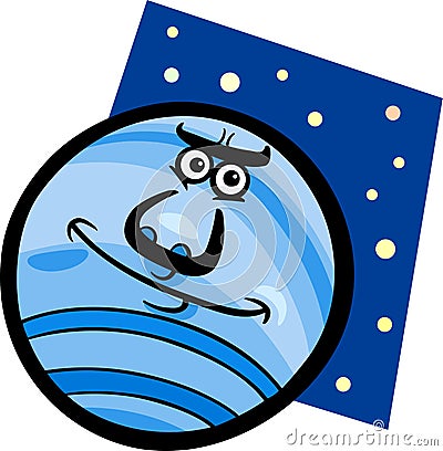 Funny neptune planet cartoon illustration Vector Illustration