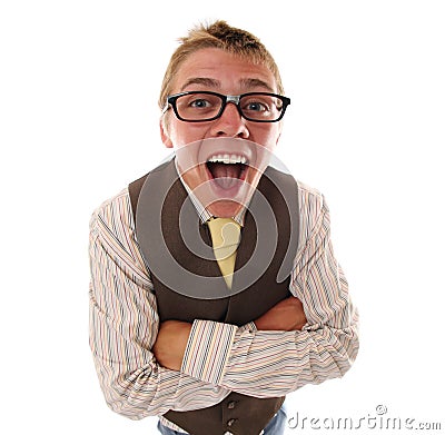 Funny nerd Stock Photo